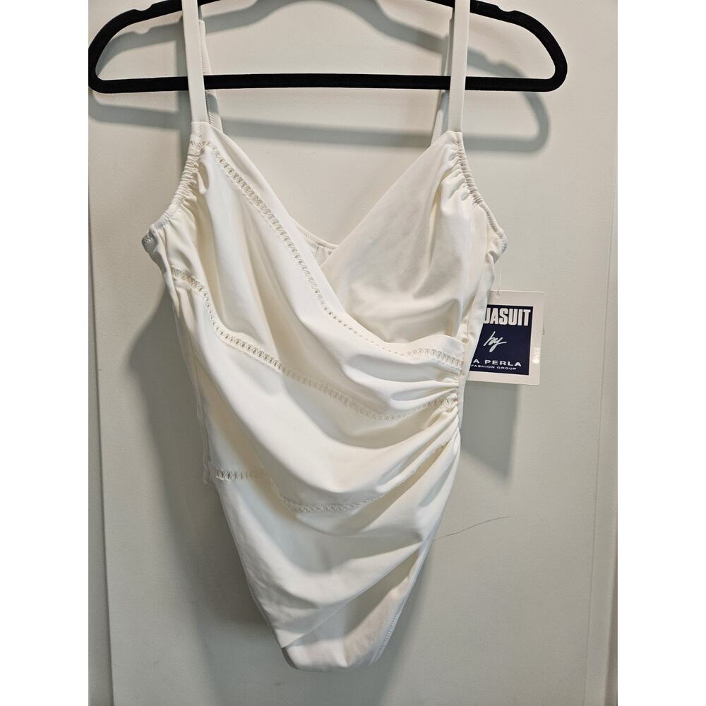NWT La Perla Studio Sz 46 Swimsuit One Piece White Made Italy/see Detail Ivory